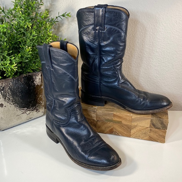 Justin Boots Shoes - Justin’s Roper Round Toe Navy Boot Size 6.5